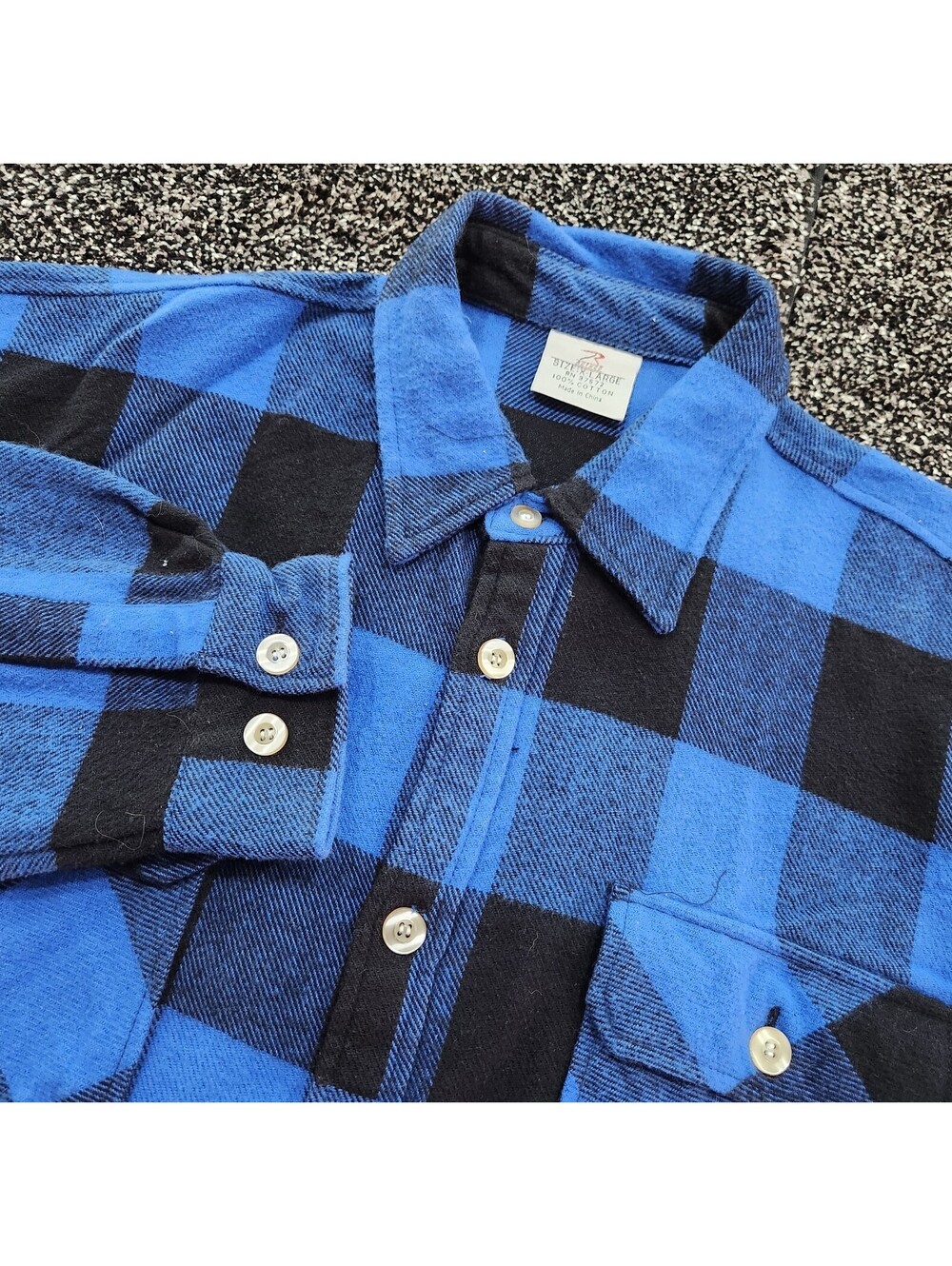 Rothco Flannel Shirt Mens XL Blue Black Buffalo Plaid Long Sleeve Button Cotton